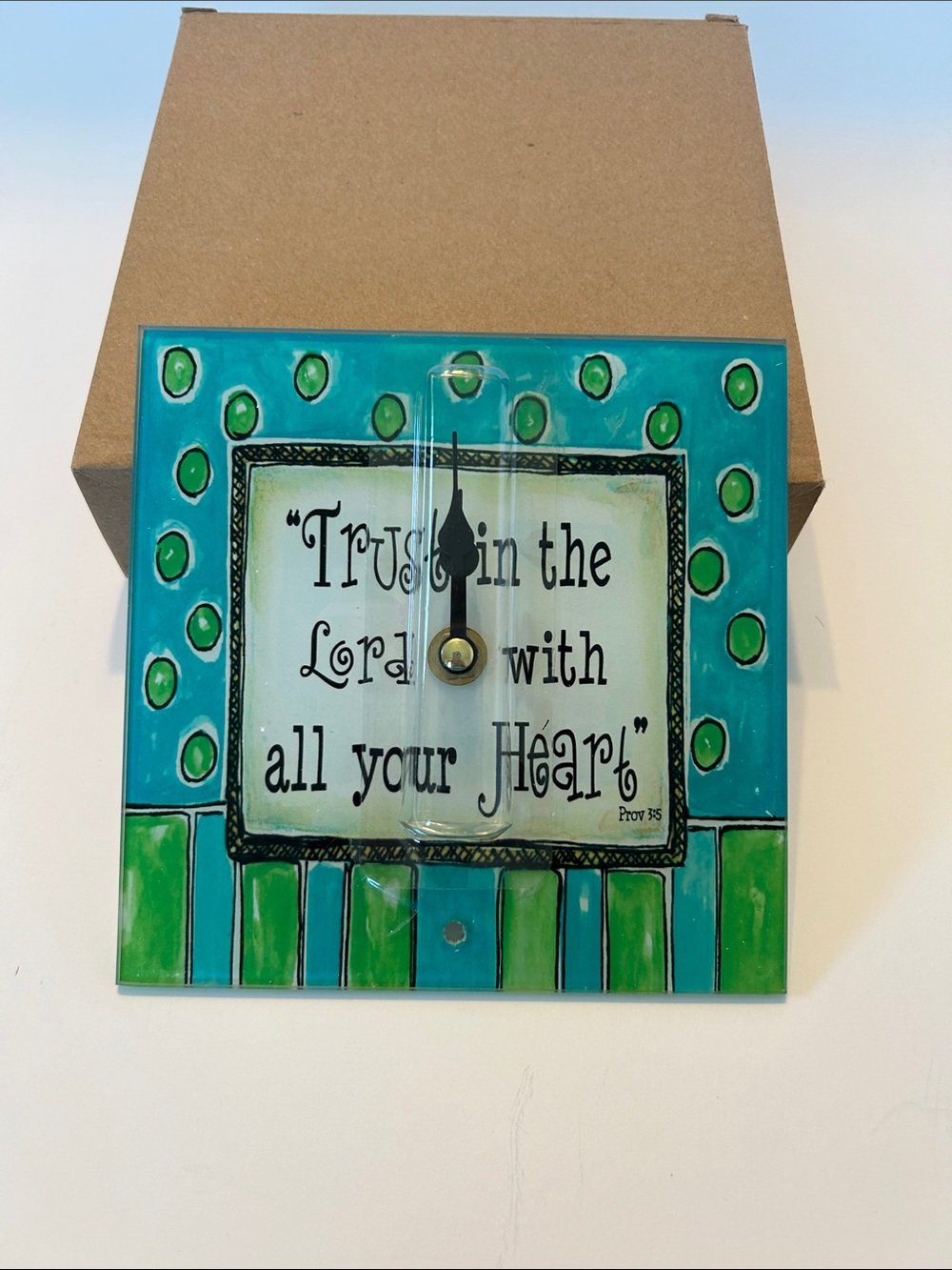 Religious Decorative Wall Clock - Teal & Green